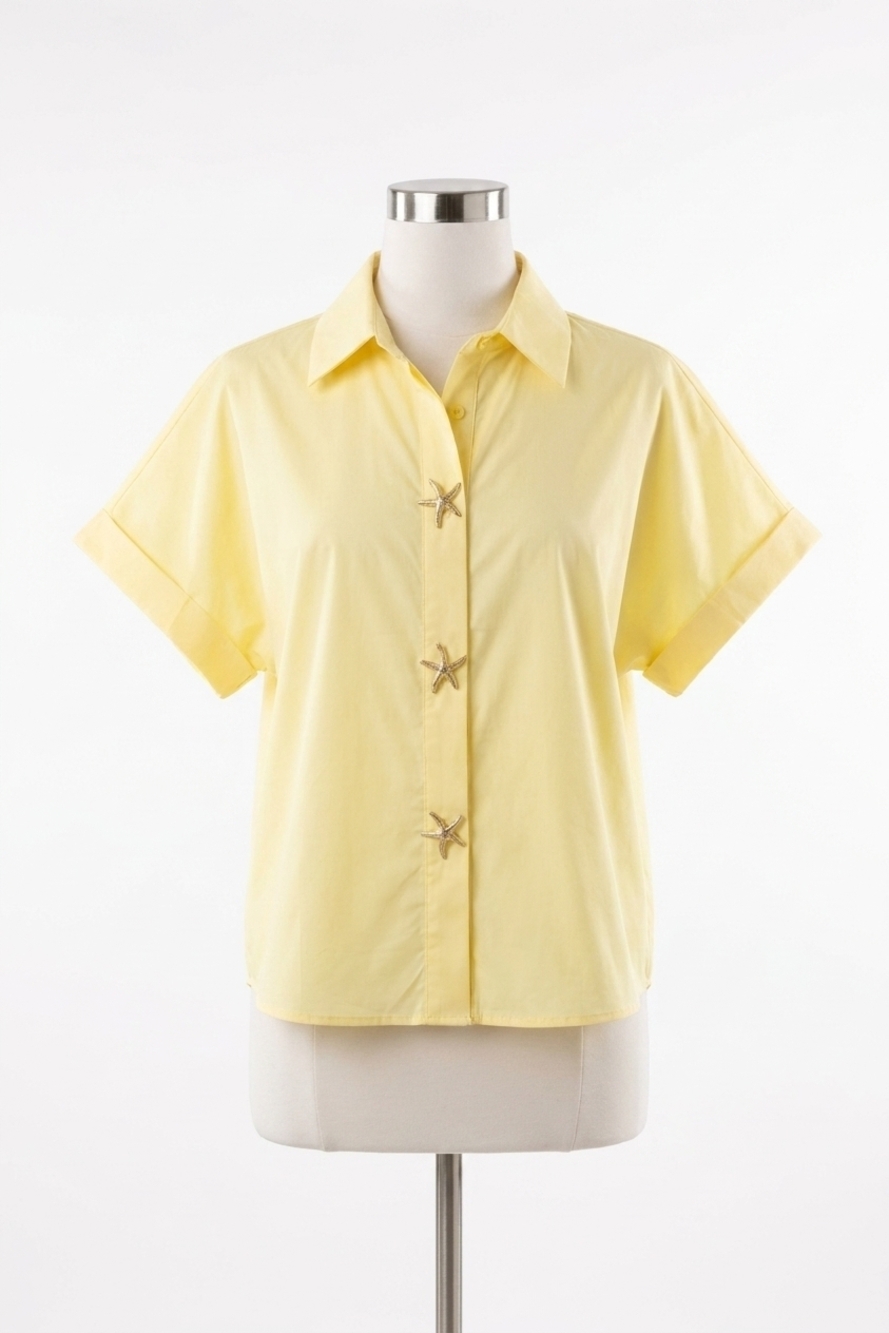 NEW ENTRO sunny starfish blouse in yellow